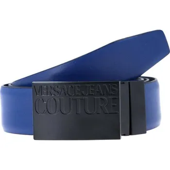 Opasek Versace Jeans Couture Kožený oboustranný opasek | Barva:modrý | Velikost:90