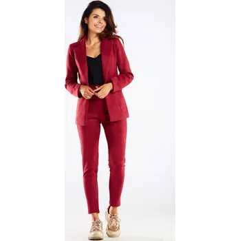 Dámské kalhoty Rovné dámské cigaretové kalhoty A461 Barva: Vínová, Velikost: S