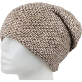 Čepice Dámská pletená zimní čepice, WROBI s lesklou nití - hnědá 7100390-1