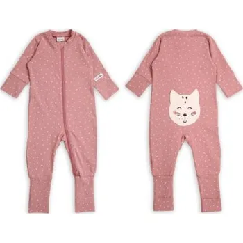 Kojenecký body Moniel dětský rostoucí overal Dots Kočka - Růžová, vel. 74