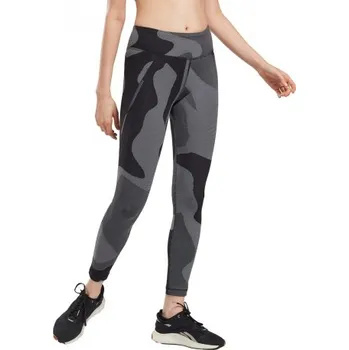 Dámské oblečení Reebok Dámské legíny TS LUX TIGHT- JACQUARD GS6516 - šedá, černá - XS Reebok GS6516