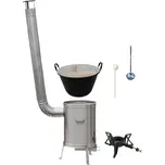 Zabijačkový smaltovaný kotel 100 L + nerezová kotlina 60 cm + dřevěná poklice + hořák 7 kW + vařečka a naběračka