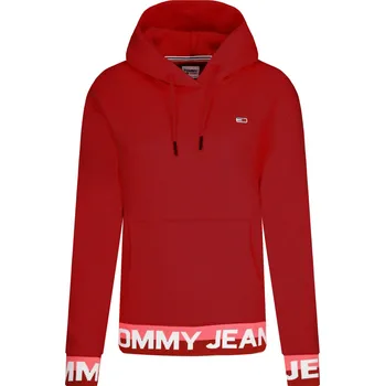 Dámské oblečení Tommy Jeans Mikina | Barva:červený | Velikost:XS