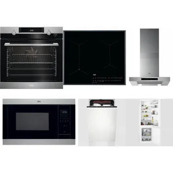 Set domácích spotřebičů AEG Mastery SteamBake BCK455350M + AEG Mastery SenseFry IAE64431FB + AEG Mastery DBB5660HM + AEG Mastery MSB2547D-M + AEG Mastery MaxiFlex FSE73507P + AEG Mastery NoFrost SCB618F6TS
