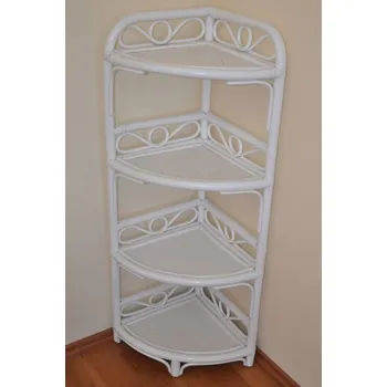 Zahradní sestava Ratanová police rohová 4 patra Bílá