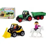 Truckies set farma plast traktor s přívěsem, nakladač s doplňky v krabici 38x28x10cm 24m+