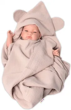 Dětská deka Baby Nellys Dvouvrstvá mušelínová deka s kapucí 100 x 100 cm
