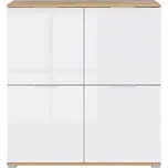 BRW Komoda Zele KOM4D - dub wotan/bílý lesk