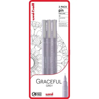 UNI PIN fine liner, sada 3ks Graceful Grey