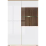 BRW Prosklená vitrína Zele REG1W1D/90 - dub wotan/bílý lesk