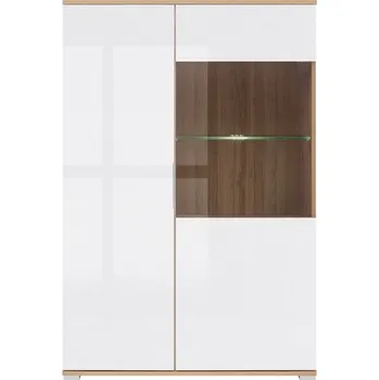 Knihovna BRW Prosklená vitrína Zele REG1W1D/90 - dub wotan/bílý lesk