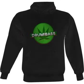 Pánská mikina Pánská mikina s kapucí s potiskem DRUM AND BASS s listem konopí mikina pánská pánské