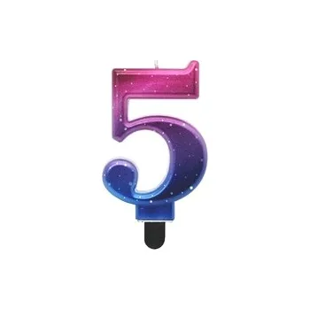 Dortová svíčka Dortová svíčka Metalická (fialovo-modrá) - Číslice 5