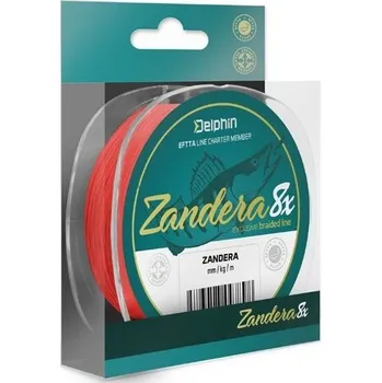Delphin Přívlačová Šňůra Zandera 8 Fluo Červená 0,12 mm 8,5 kg 150 m