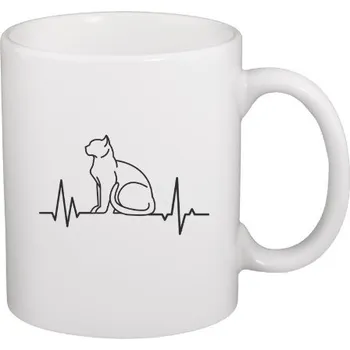Hrnek malý bílý s potiskem Kočičí puls