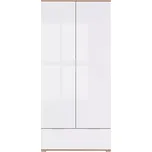 BRW Šatní skříň Zele SZF2D1S - dub wotan/bílý lesk