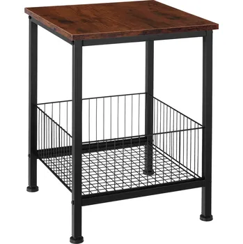 Zahradní stůl TecTake GmbH 404694 odkládací stolek grimsby 40x40x55,5cm - industriální dřevo tmavé, rustikální