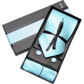 Kravata Dárková sada kravata, kapesníček a manžetové knoflíky Mint