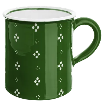Moravská keramika Rovný - čtyřpuntík bílý na zelené objem: 600ml