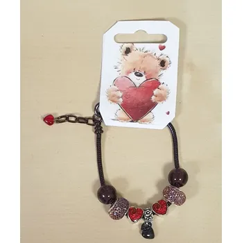 Náramek Náramek hadí ve stylu PANDORA - Valentýn - srdíčka/fialová/tmavá (délka 19cm)