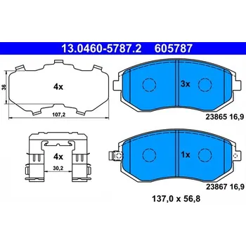 Brzdová destička Sada brzdových destiček, kotoučová brzda ATE 13.0460-5787.2