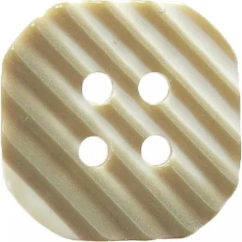 Knoflík Knoflík plastový bílý s khaki proužky 13,5 mm