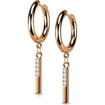 Náušnice Šperky4U Zlacené visací ocelové náušnice - OPN1842-RD