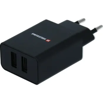 SWISSTEN síťový adaptér Smart IC 2x USB-A, 2,1 A, Lightning Barva: Bílá