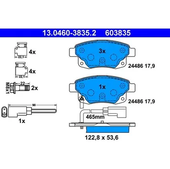 Brzdová destička Sada brzdových destiček, kotoučová brzda ATE 13.0460-3835.2