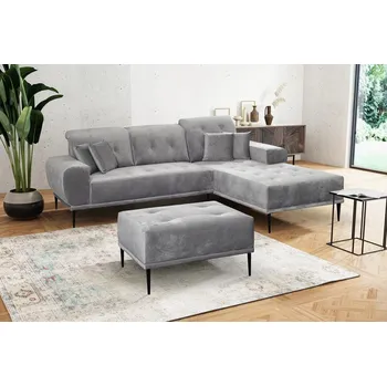 Sedací souprava Sedačka RAPALLO, potahový materiál: TIFFANY 15 tm. šedá, roh: levý