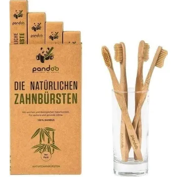 Zubní kartáček Pandoo Bambusový kartáček Medium Soft sada 4 ks
