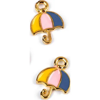 Přívěsek Přívěsek kovový smalt- deštník 9x12 mm (2ks)