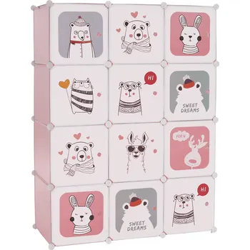 Dětská skříň Tempo Kondela Nurmi 111 x 47 x 147 cm růžová/dětský vzor