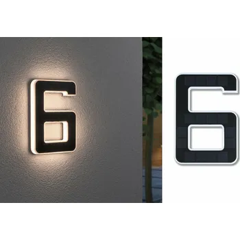 Osvětlení PAULMANN Venkovní solární domovní číslo 6 IP44 3.000K 0,2W nabíjecí baterie výměnná 798.47