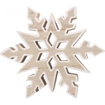 Vánoční dekorace Dřevěná vločka na postavení 14,5 cm