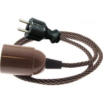 Příslušenství pro svítidlo Textilní kabel 2x0,75mm2 Tečka Černo-Béžová 38 s objímkou a vidlicí