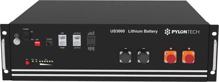 Pylontech US3000C 48 V – LiFePO4 baterie 3,55 kWh (74 Ah) do 19" racku pro hybridní FVE