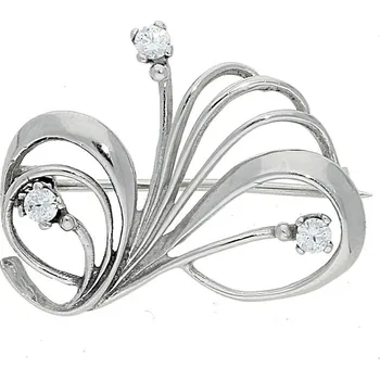 Brož Goldstore Brož z bílého zlata 3 zirkony Váha: 2.35 g