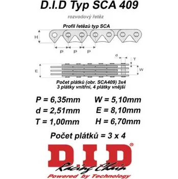 Řetězová sada pro motocykl D.I.D Rozvodový řetěz DID HONDA CB 500 rok 94-03