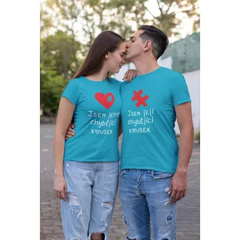Pánské tričko Trička pro páry Chybějíci kousek Barva: Tyrkysová, Dámska velikost: XL, Pánska velikost: XL