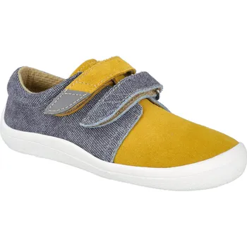Dívčí obuv Barefoot dětské tenisky Beda - Denim žluté Velikost: 20