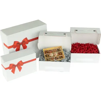 40 ks - Dárková krabice s potiskem mašle 241x166x94, bílá