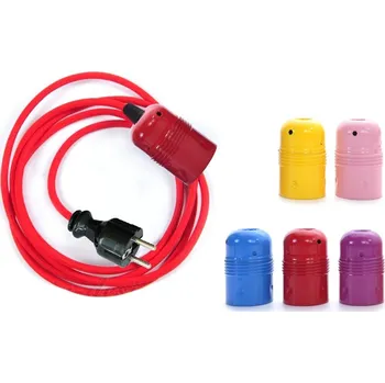 Příslušenství pro svítidlo Textilní kabel 3x0,75mm2 s kovovou barevnou objímkou a vidlicí