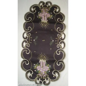 Vánoční dekorace UBRUS vyšívaný 68 x 35 vánoční tmavě fialový