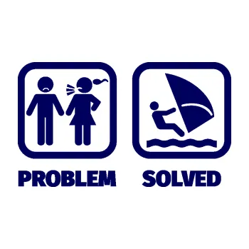 Samolepící dekorace SAMOLEPKA Problem? Solved 009 plachtění (23 - tmavě modrá) NA AUTO, NÁLEPKA, FÓLIE, POLEP, TUNING, VLASTNÍ TEXT, TISK, AUTOSAMOLEPKY.cz, POLEPY, OBRÁZEK, LOGO, SAMOLEPKY