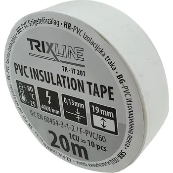 elektrický kabel PVC izolační páska TR-IT 201 20m, 0,13mm bílá TRIXLINE