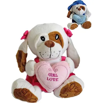plyšák PLYŠ Pejsek v oblečku Love 25cm se srdíčkem 2 druhy *PLYŠOVÉ HRAČKY*