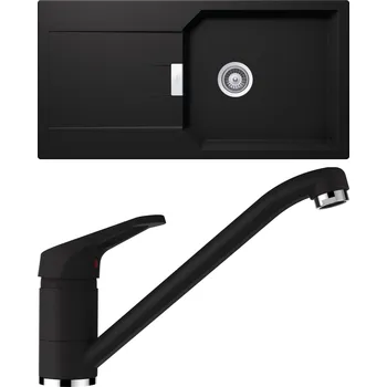 Granitový dřez Set Schock S18-1 (dřez Manhattan D-100L Nero + baterie Cosmo Nero)