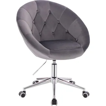 Otočné křeslo Cube velur na stříbrné podstavě s kolečky - šedá