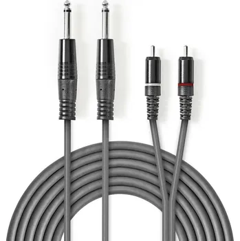 Audio kabel Nedis symetrický stereo audio kabel 2 x 6.35mm zástrčka - 2x CINCH zástrčka, 1.5 m (COTH23320GY15)